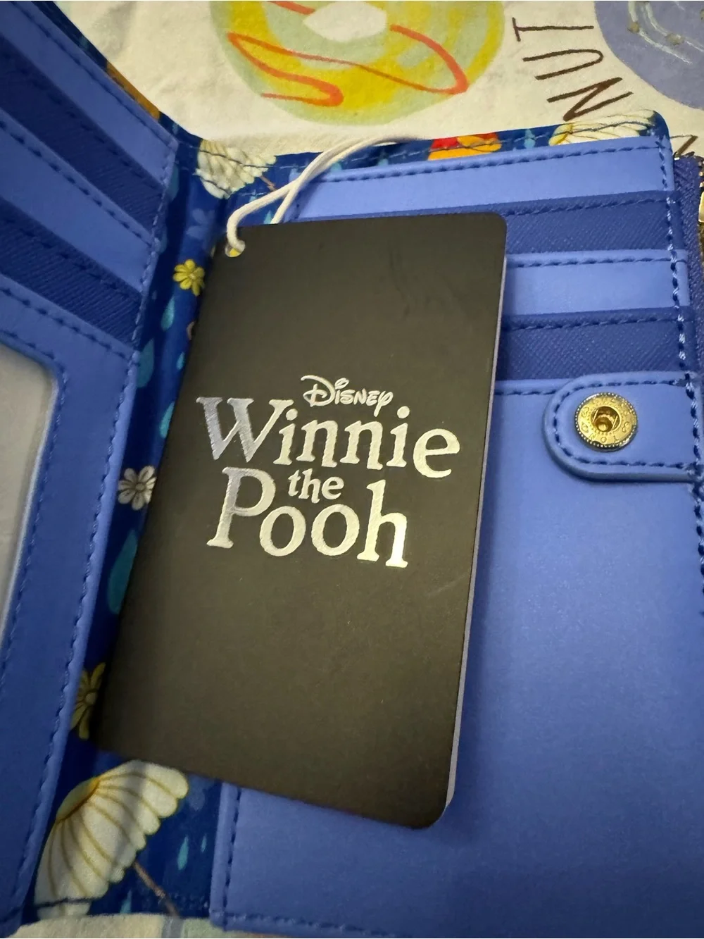 Disney Winnie the Pooh Blue Yellow Umbrella Kids Passport Wallet